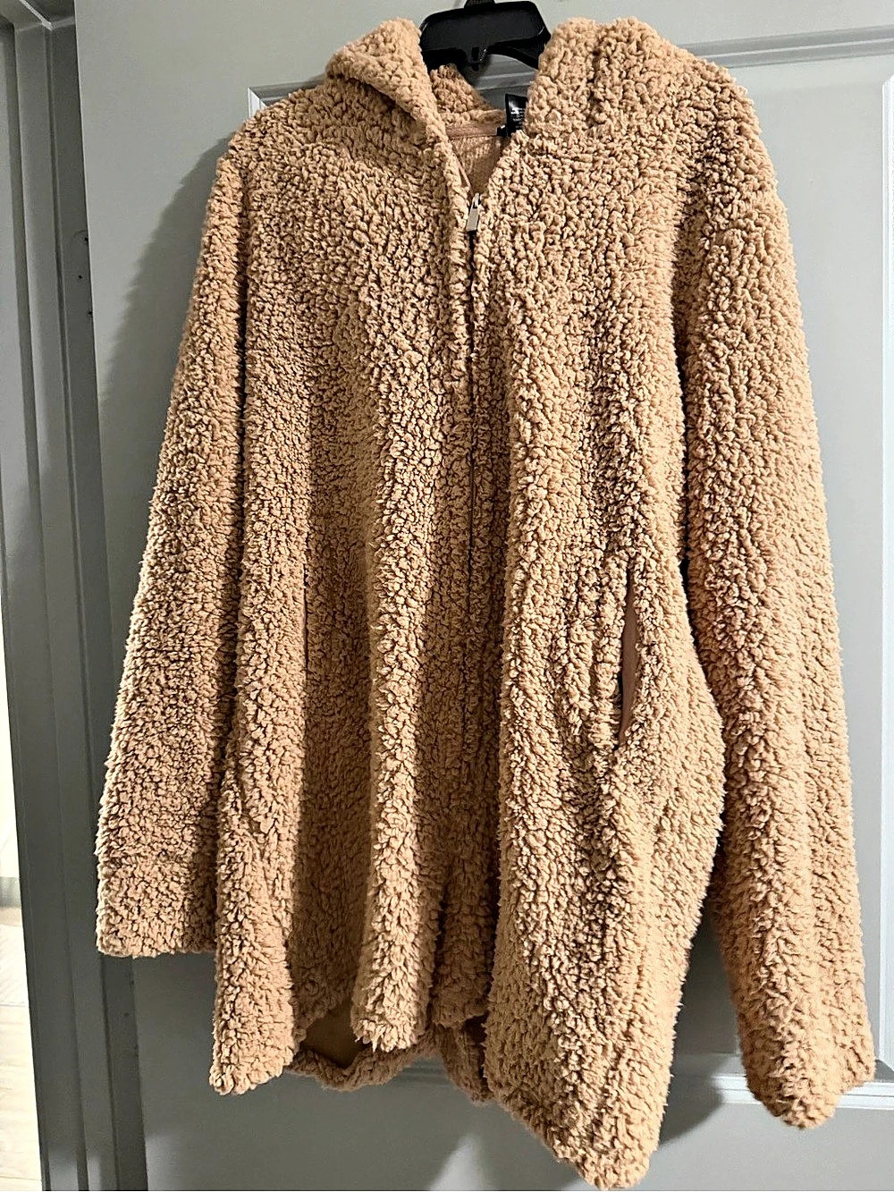 Fashion Nova Teddy Dream Hooded Sherpa Coat Teddy Jacket Brown 2X
